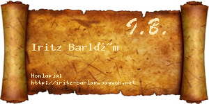 Iritz Barlám névjegykártya